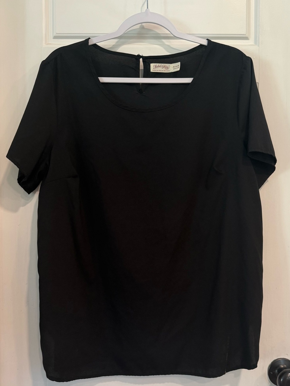 Faded Glory Women’s XL Black Short Sleeve Blouse Scoop Neck Career Top